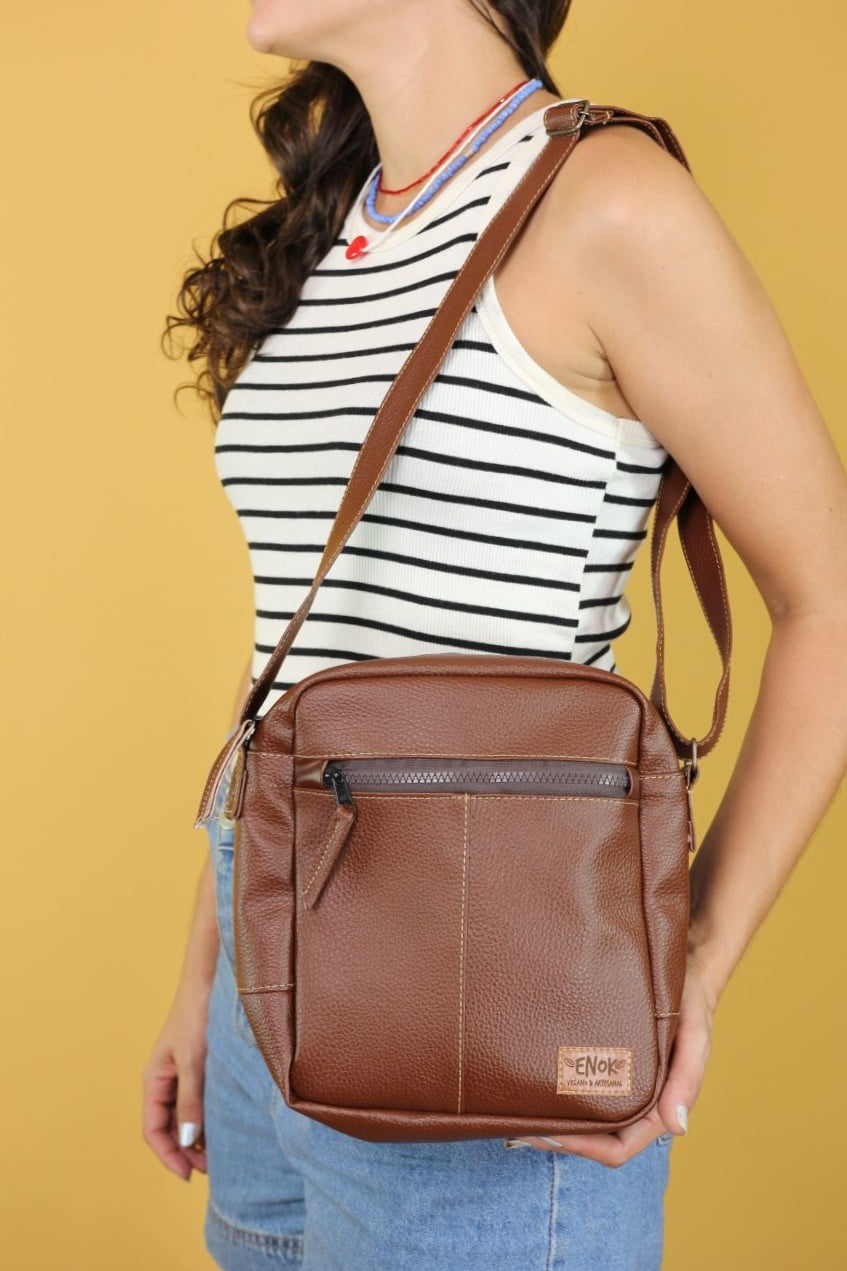 BOLSA VEGANA - MARTE - CASTANHO