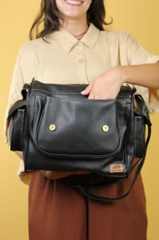 BOLSA VEGANA - GIRASSOL - PRETA 