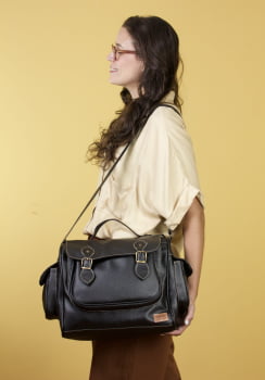 BOLSA VEGANA - GIRASSOL - PRETA 