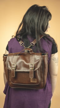 BOLSA/MOCHILA VEGANA - AMORA - MARROM