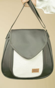 BOLSA VEGANA - SAPOTI - PRETA E BRANCA