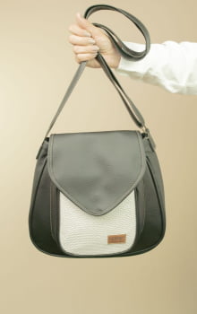 BOLSA VEGANA - SAPOTI - PRETA E BRANCA