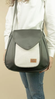 BOLSA VEGANA - SAPOTI - PRETA E BRANCA