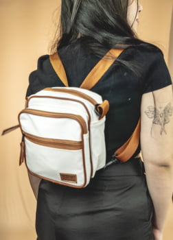 BOLSA/MOCHILA VEGANA - FUNKY - BRANCA