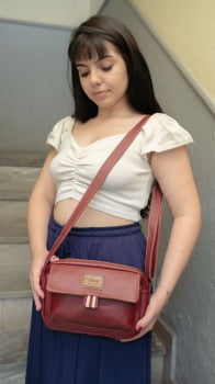 BOLSA VEGANA - BERENICE - CARMIM