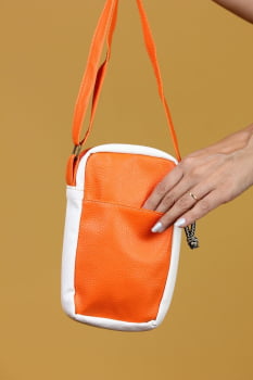 BOLSA VEGANA - SABIÁ - BRANCA  C/ LARANJA NEON