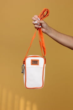 BOLSA VEGANA - SABIÁ - BRANCA  C/ LARANJA NEON