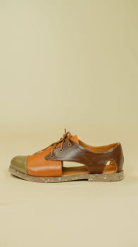 SAPATO VEGANO - OXFORD BRIDA - LINHO MARFIM - CEVADA