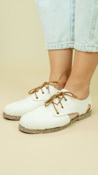 SAPATO VEGANO - OXFORD BRIDA - LINHO MARFIM