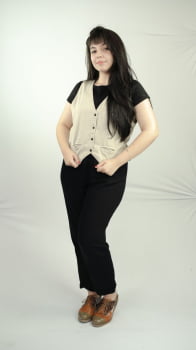 SAPATO VEGANO - OXFORD BRIDA - LINHO MARFIM - CEVADA