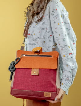 BOLSA /MOCHILA VEGANA - TIM - MORANGA