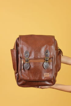MOCHILA VEGANA - FRÉSIA - MARROM 