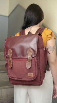 MOCHILA VEGANA - FRÉSIA - BORDÔ