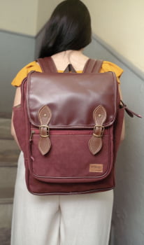 MOCHILA VEGANA - FRÉSIA - BORDÔ