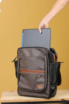 MOCHILA VEGANA - FRÉSIA - CINZA ESTONADA
