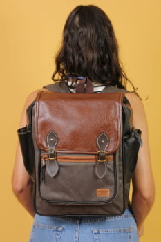 MOCHILA VEGANA - FRÉSIA - CINZA ESTONADA