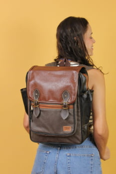 MOCHILA VEGANA - FRÉSIA - CINZA ESTONADA