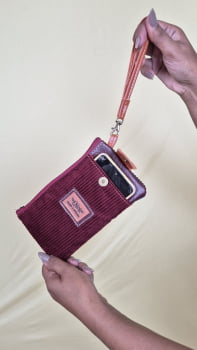 NECESSAIRE PORTA CELULAR - VELUDO VINHO