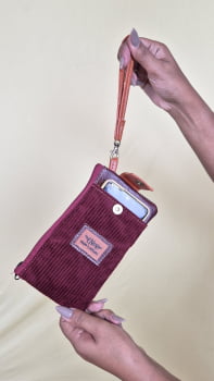 NECESSAIRE PORTA CELULAR - VELUDO VINHO