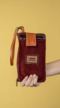 NECESSAIRE PORTA CELULAR - VELUDO VINHO